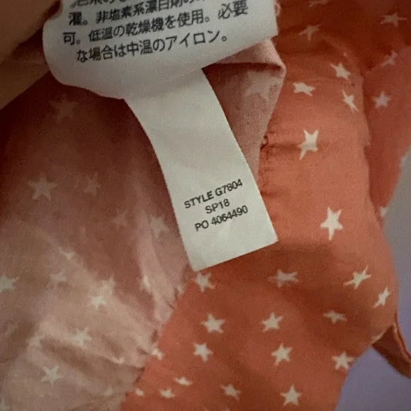 XS Madewell Coral Peach All Over Star Scatter Novelty Print Cotton Wrap Top - Picture 6 of 7